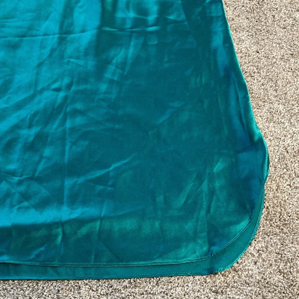 Vintage 90s y2k Alexandra Nicole Green Lace Satin Slip Dress jewel tone sz XXL - Picture 5 of 12